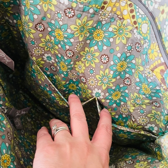 Vera Bradley Campus Tote bag RETIRED Lemon Parfait pattern yellow turquoise - Picture 4 of 9